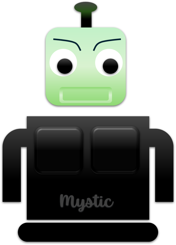 Mystic, the puzzle robot mascot